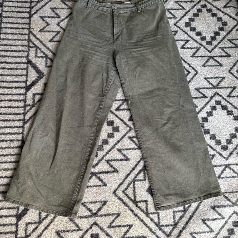 Olive Green Wide-Leg Pants